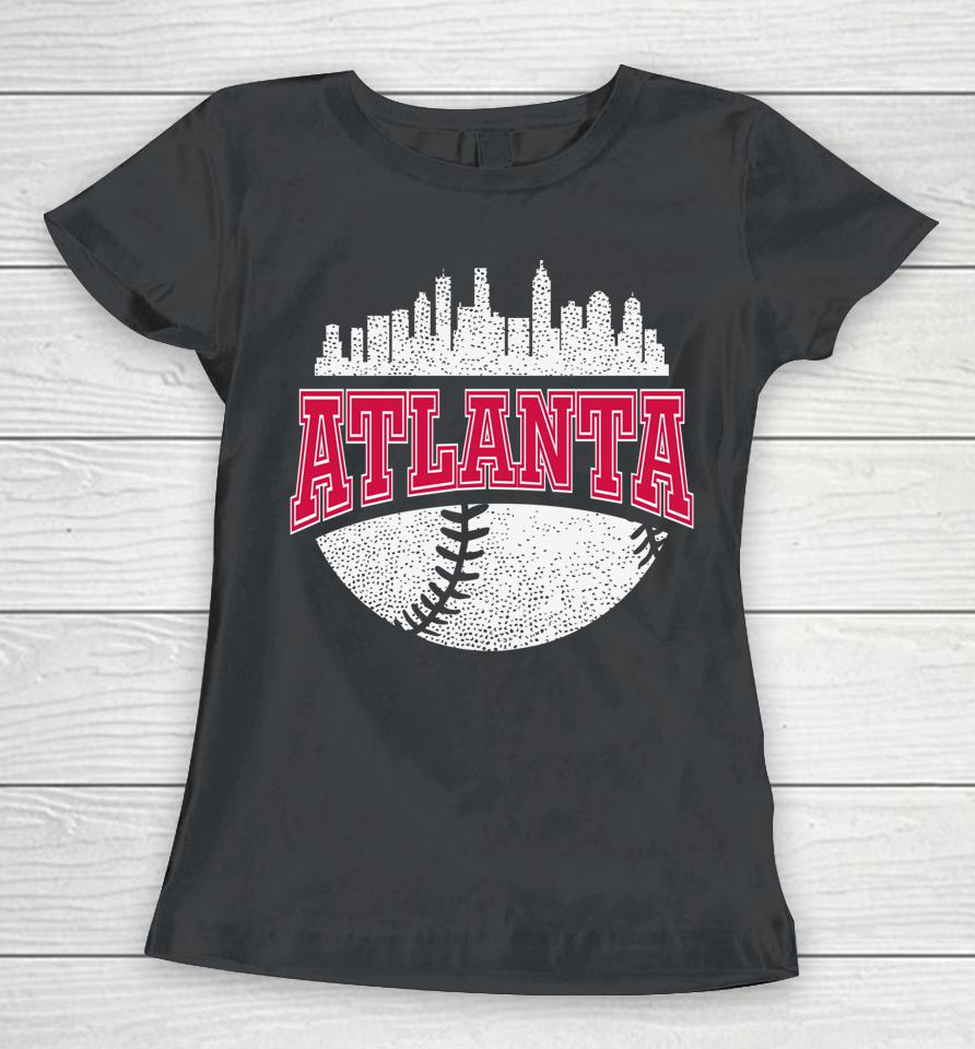 Vintage Atlanta Baseball Retro City Skyline Women T-Shirt