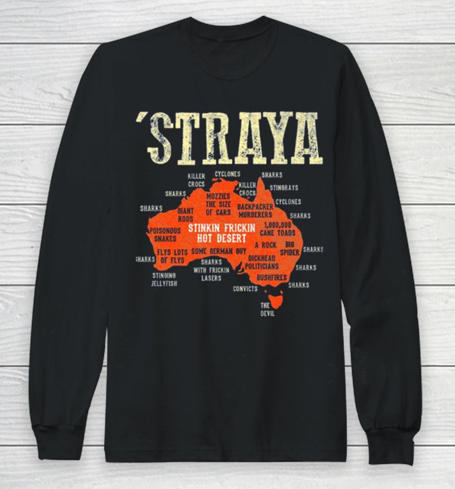 Vintage Aussie Day Straya Australia Map Outback Long Sleeve T-Shirt