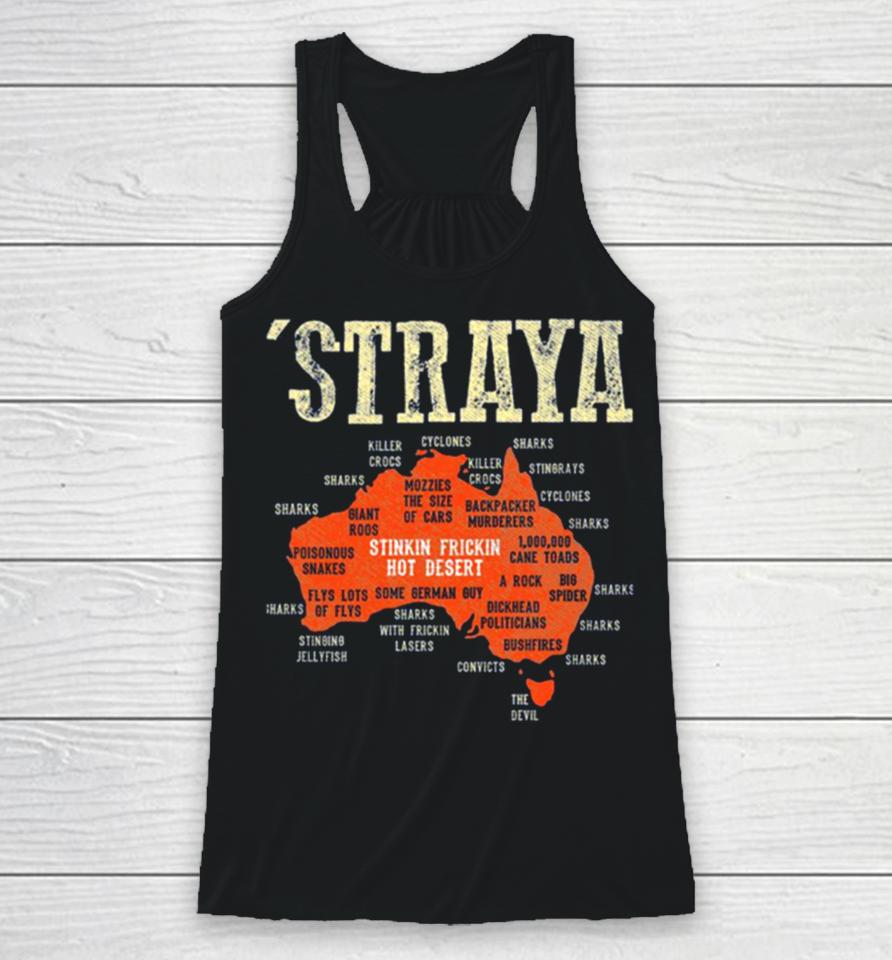 Vintage Aussie Day Straya Australia Map Outback Racerback Tank