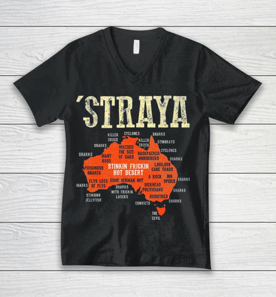Vintage Aussie Day Straya Australia Map Outback Unisex V-Neck T-Shirt