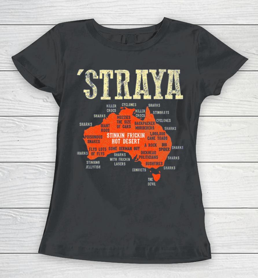 Vintage Aussie Day Straya Australia Map Outback Women T-Shirt