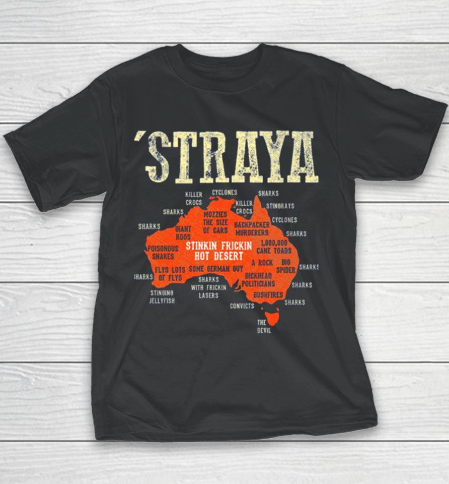 Vintage Aussie Day Straya Australia Map Outback Youth T-Shirt