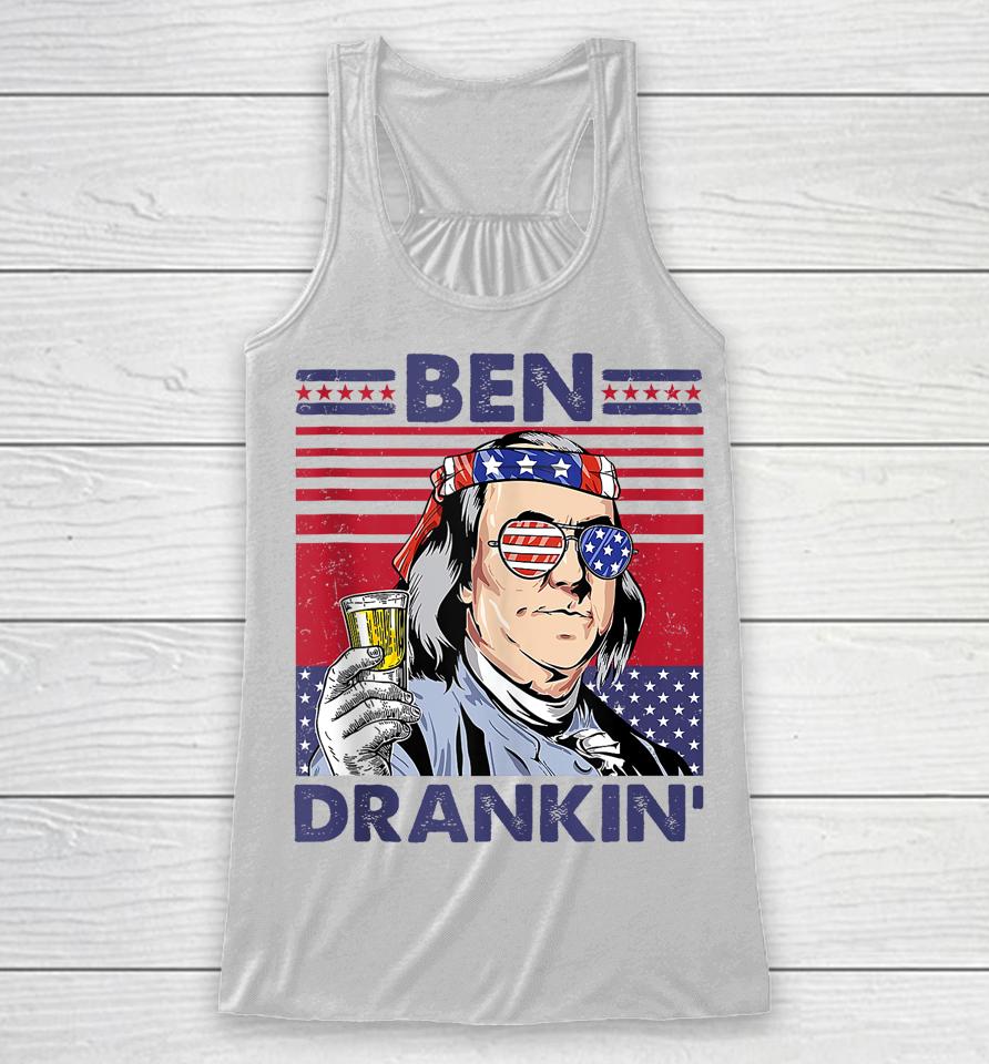 Vintage Ben Drankin' Funny 4Th Of July Drinking Presidents Racerback Tank
