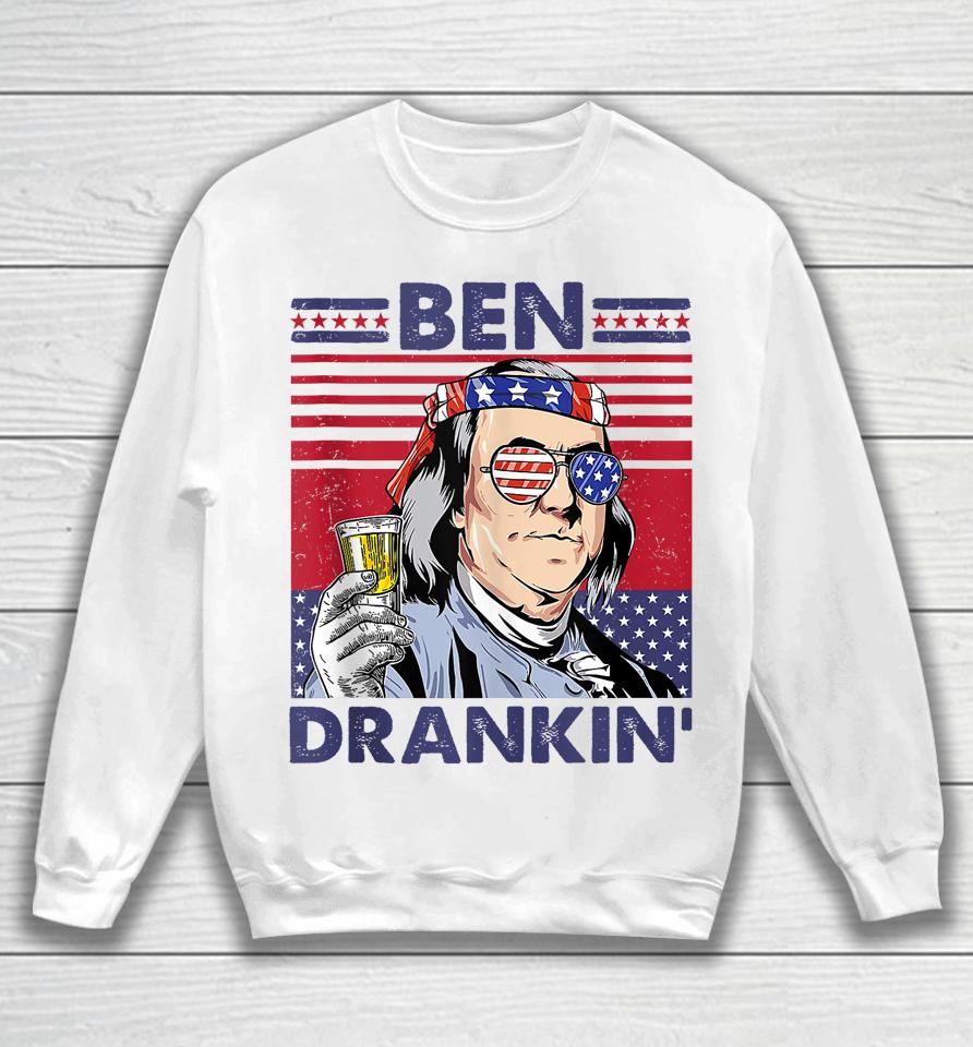 Vintage Ben Drankin' Funny 4Th Of July Drinking Presidents Sweatshirt