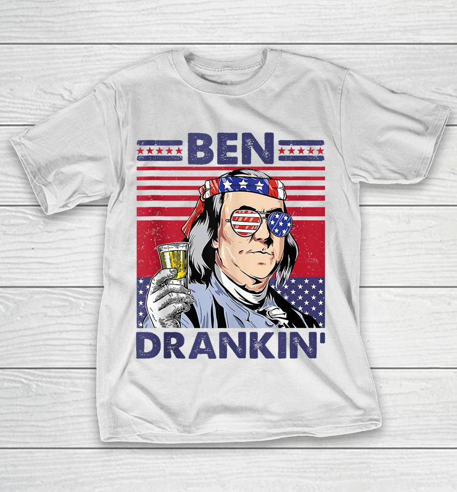 Vintage Ben Drankin' Funny 4Th Of July Drinking Presidents T-Shirt