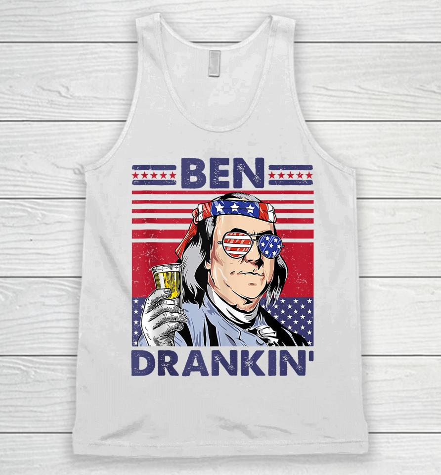 Vintage Ben Drankin' Funny 4Th Of July Drinking Presidents Unisex Tank Top
