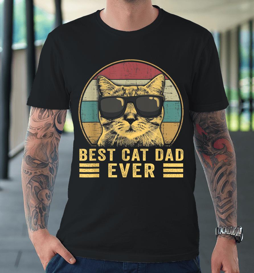 Vintage Best Cat Dad Ever Bump Fit Premium T-Shirt