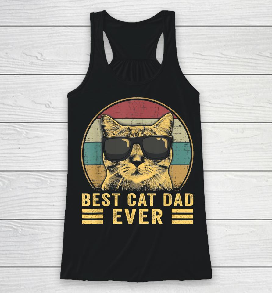 Vintage Best Cat Dad Ever Bump Fit Racerback Tank