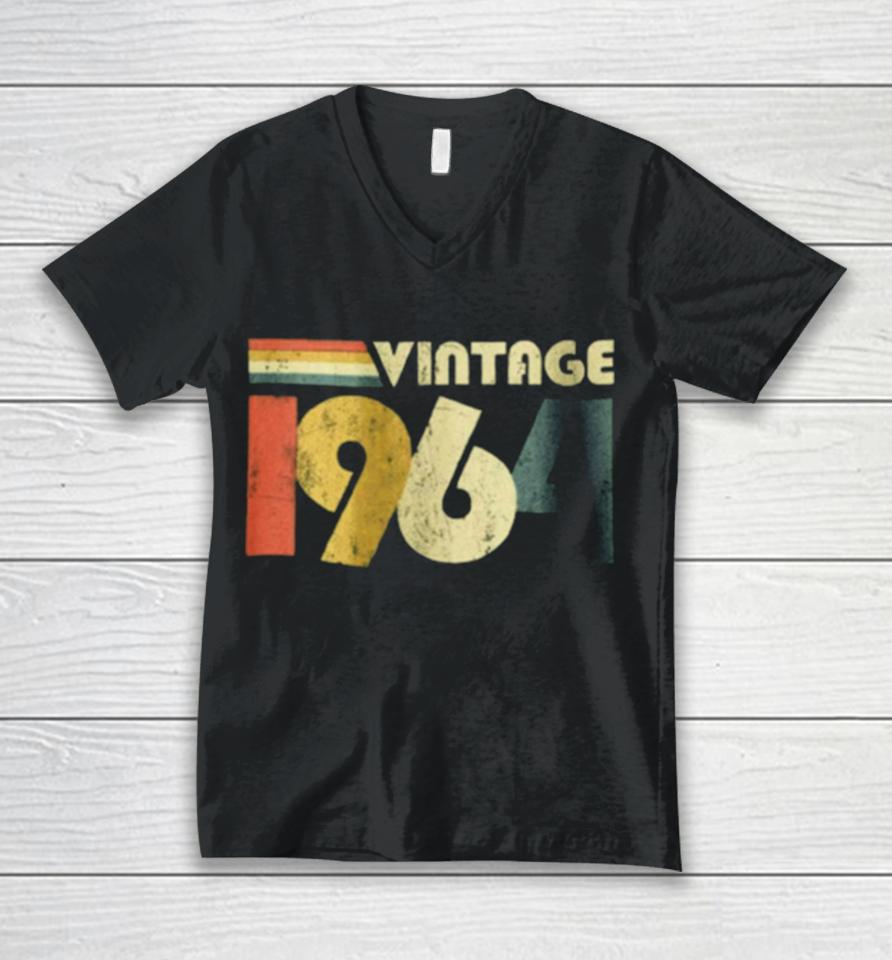 Vintage Best Of 1964 Vintage Retro Birthday Pro Unisex V-Neck T-Shirt