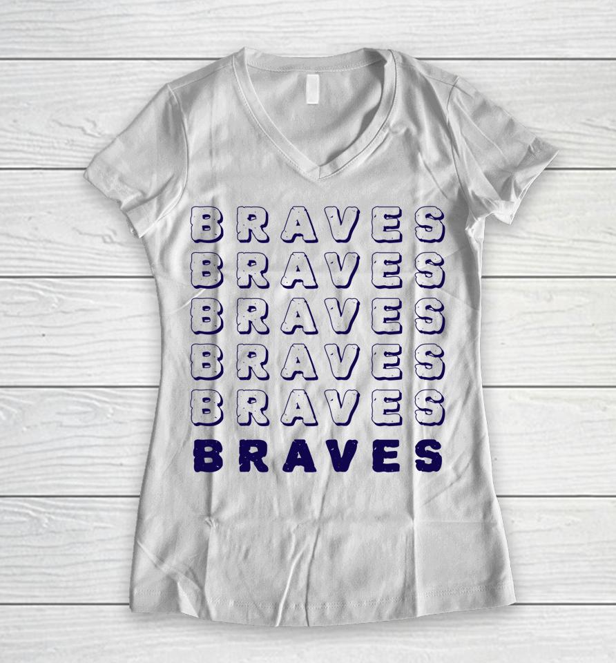 Vintage Braves Women V-Neck T-Shirt