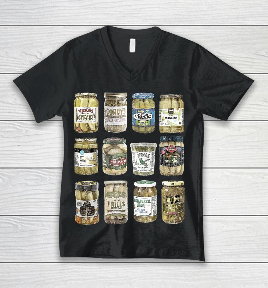 Vintage Canned Pickles Funny Pickle Lovers Unisex V-Neck T-Shirt