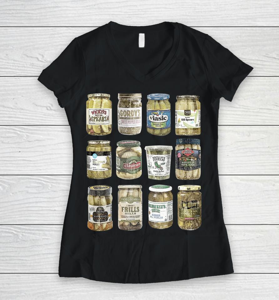 Vintage Canned Pickles Funny Pickle Lovers Women V-Neck T-Shirt