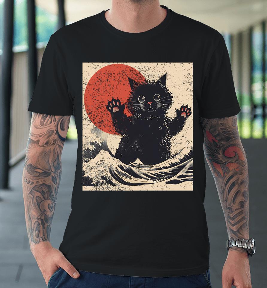 Vintage Catzilla Cat Japanese Art Premium T-Shirt
