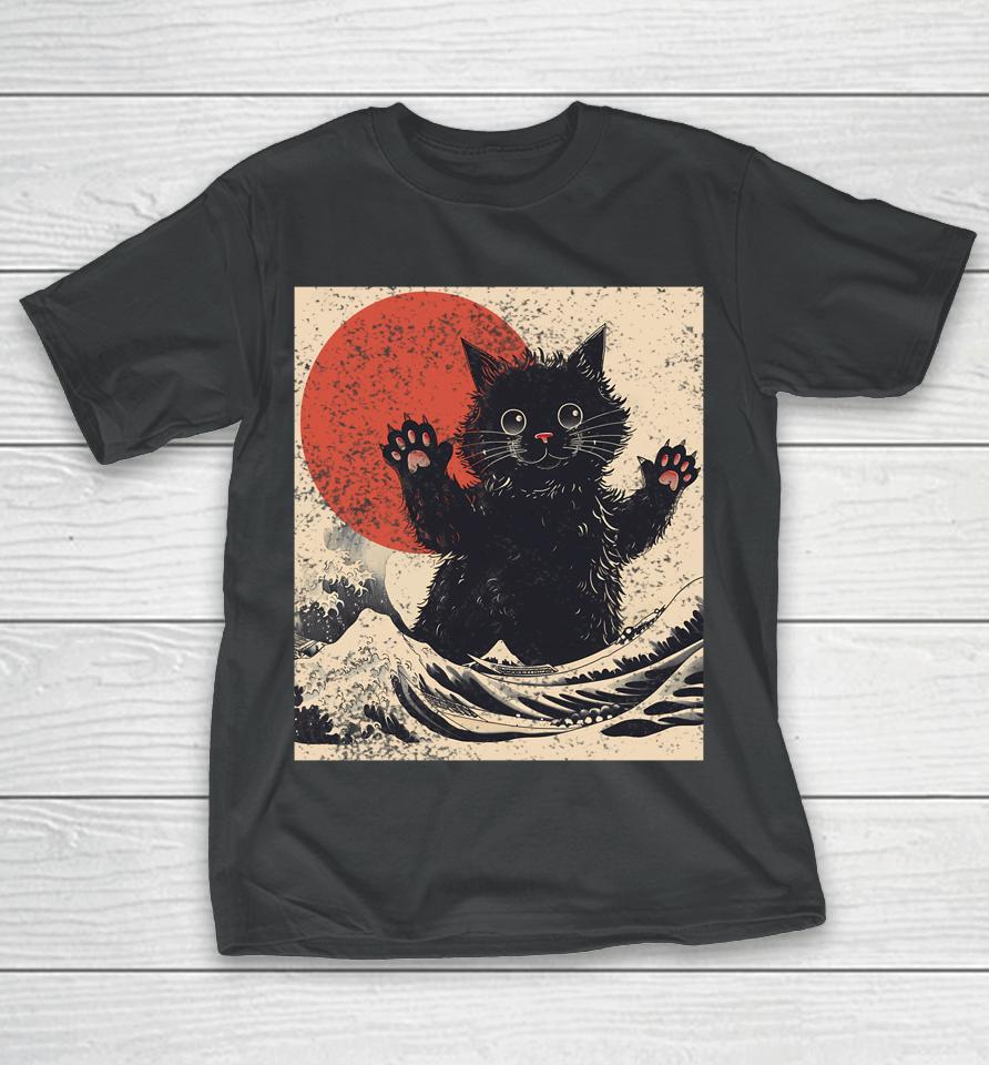 Vintage Catzilla Cat Japanese Art T-Shirt