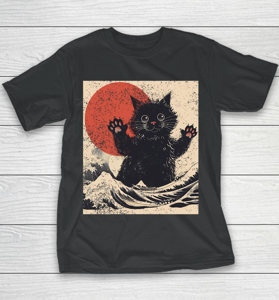 Vintage Catzilla Cat Japanese Art Youth T-Shirt