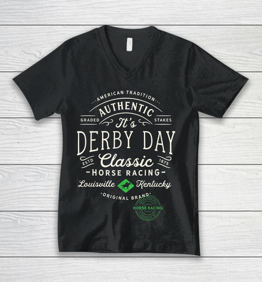 Vintage Derby Time Louisville Kentucky Horse Racing Unisex V-Neck T-Shirt