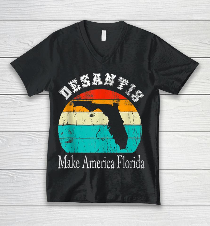 Vintage Desantis 2024 Election Make America Florida Unisex V-Neck T-Shirt