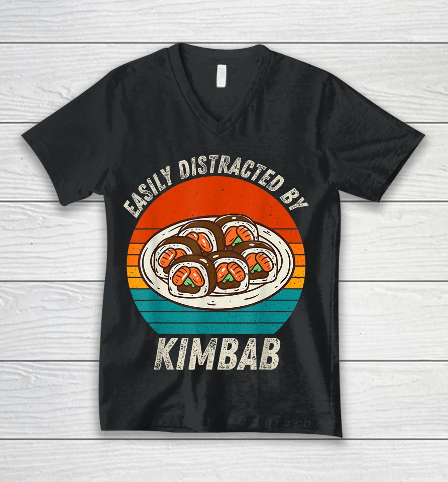 Vintage Easily Distracted By Kimbab Retro Food Lover Unisex V-Neck T-Shirt