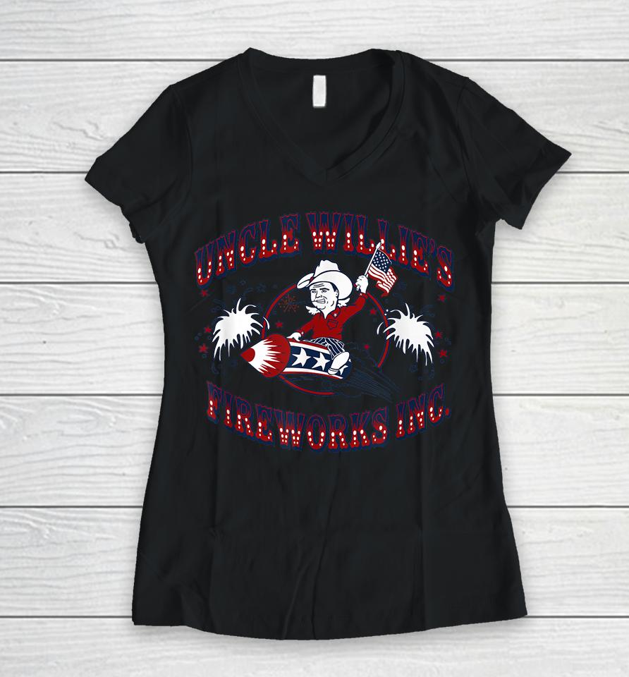 Vintage Fireworks Stand Design Women V-Neck T-Shirt