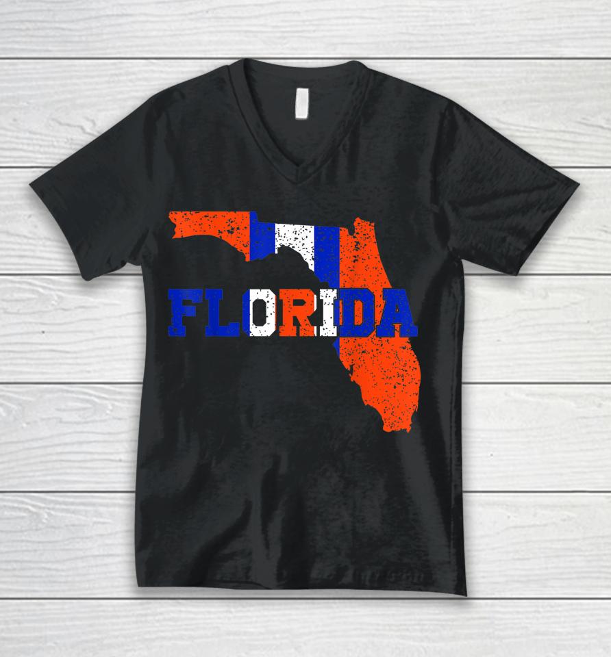 Vintage Florida Map Unisex V-Neck T-Shirt