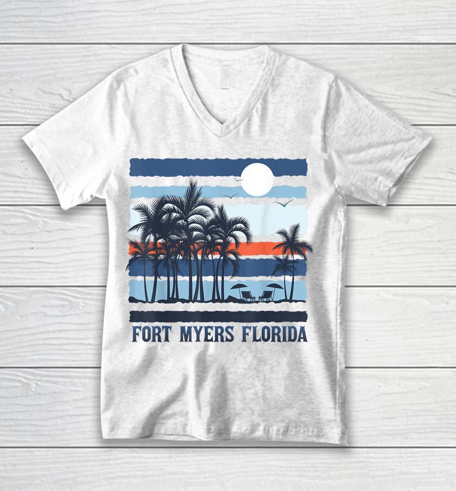 Vintage Fort Myers Florida Summer 80S Beach Souvenirs Unisex V-Neck T-Shirt