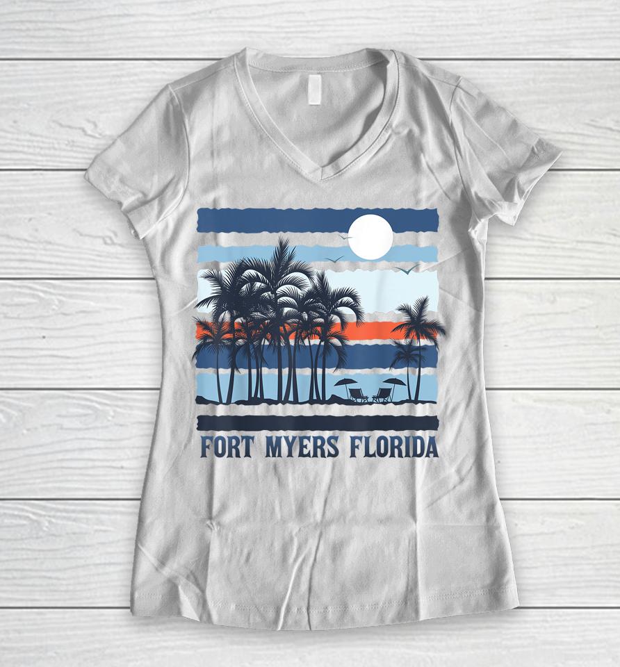 Vintage Fort Myers Florida Summer 80S Beach Souvenirs Women V-Neck T-Shirt