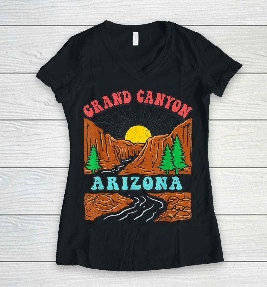 Vintage Grand Canyon National Park Arizona Pride Mountain Women V-Neck T-Shirt