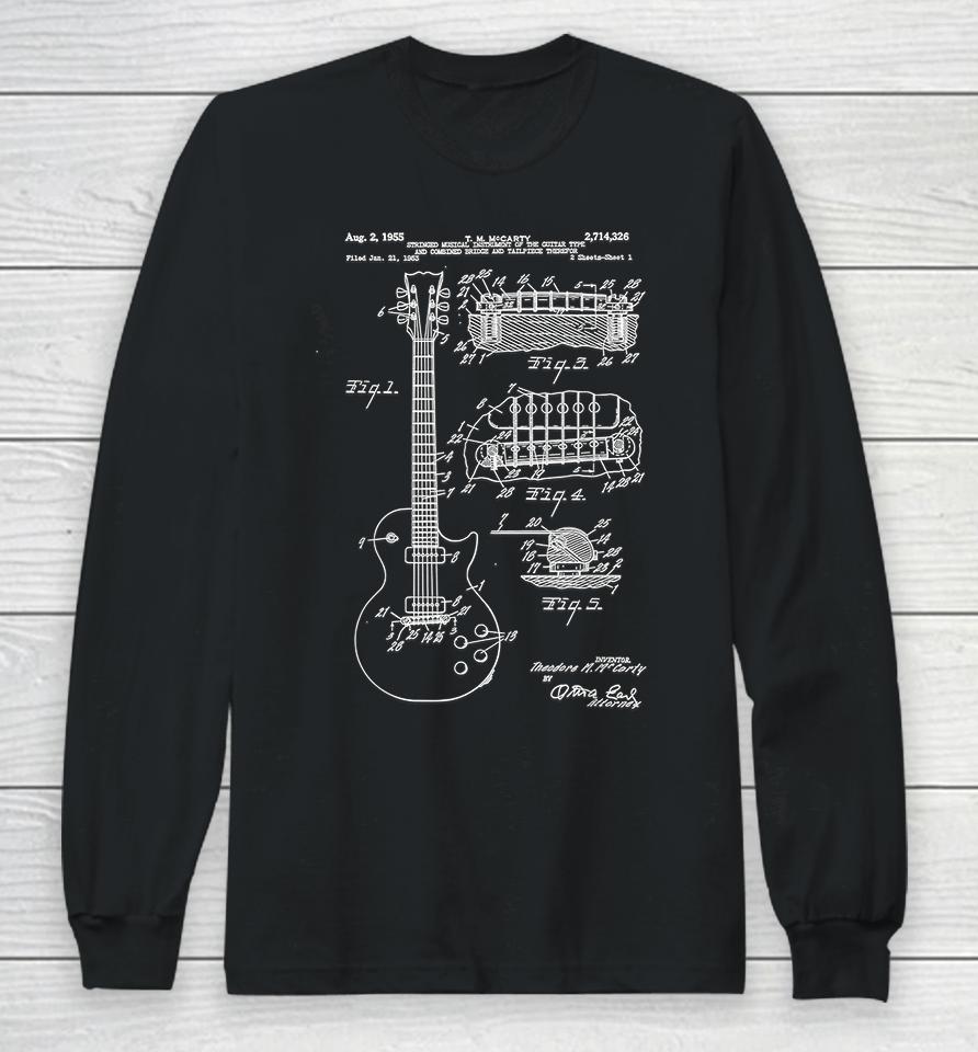 Vintage Guitar Patent Print Art Long Sleeve T-Shirt
