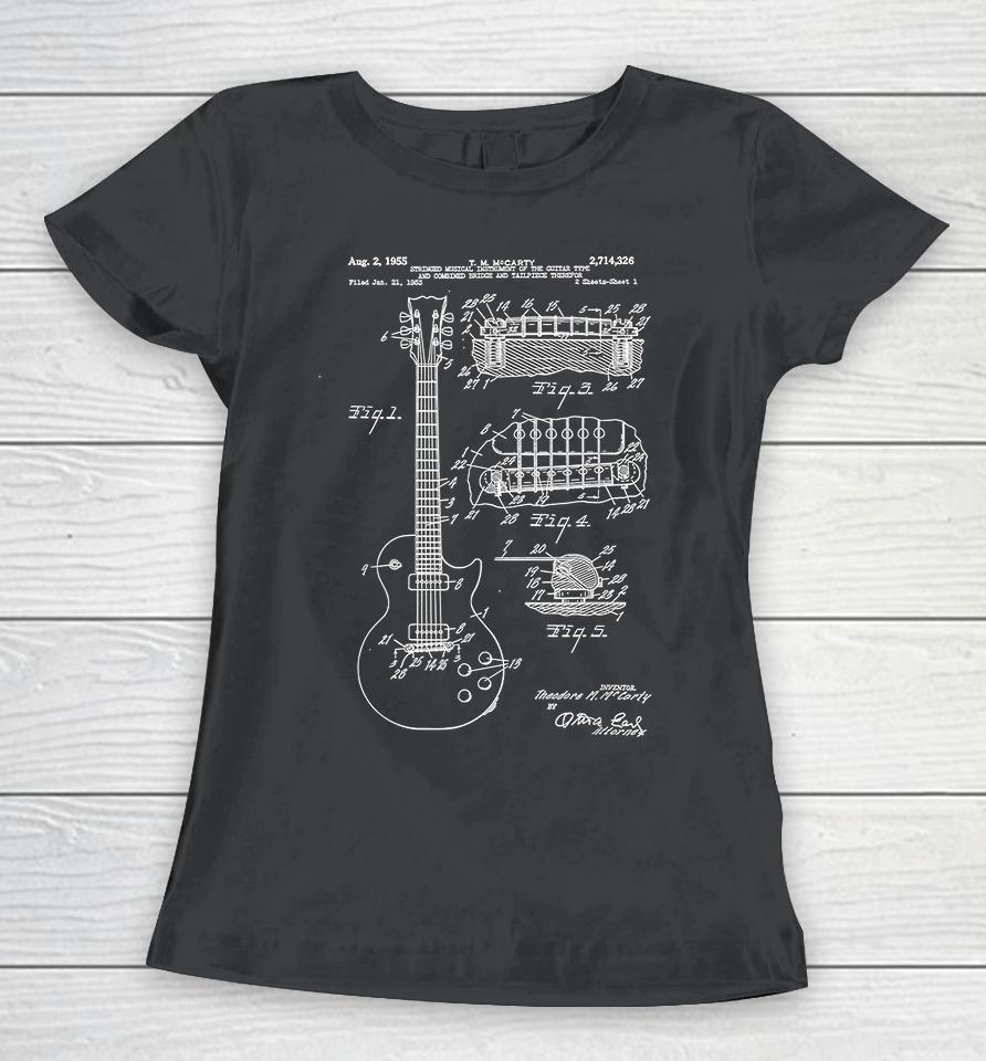 Vintage Guitar Patent Print Art Women T-Shirt