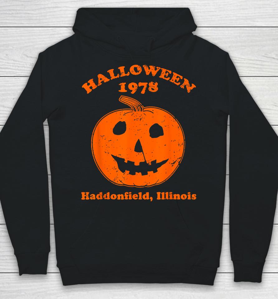 Vintage Halloween 1978 Pumpkin Haddonfield Illinois Hoodie