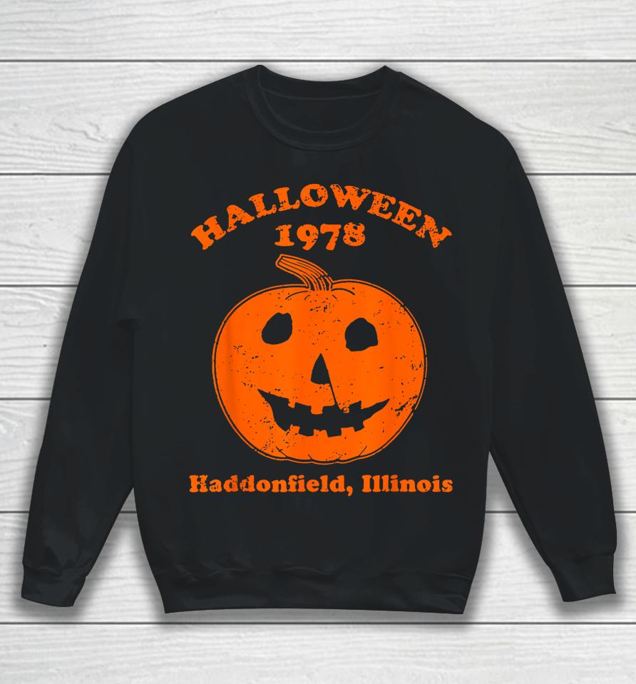Vintage Halloween 1978 Pumpkin Haddonfield Illinois Sweatshirt