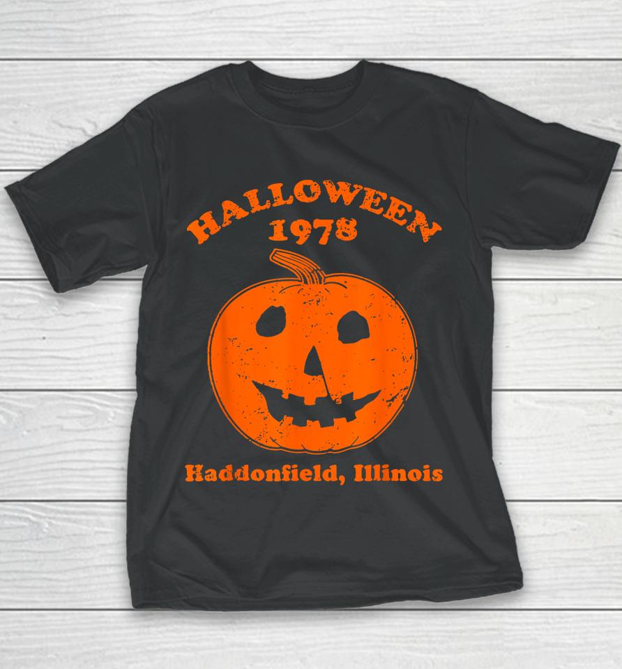 Vintage Halloween 1978 Pumpkin Haddonfield Illinois Youth T-Shirt