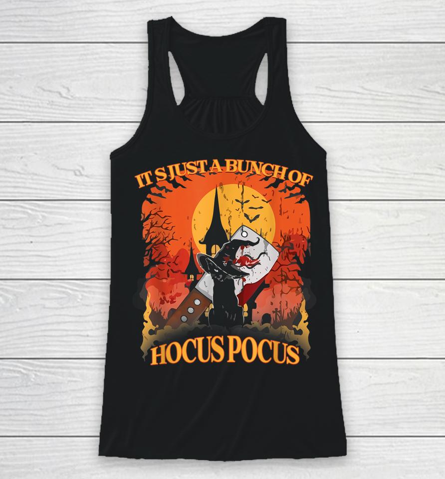 Vintage Halloween Black Cat It's Just A Bunch Of Hocus Pocus Racerback Tank