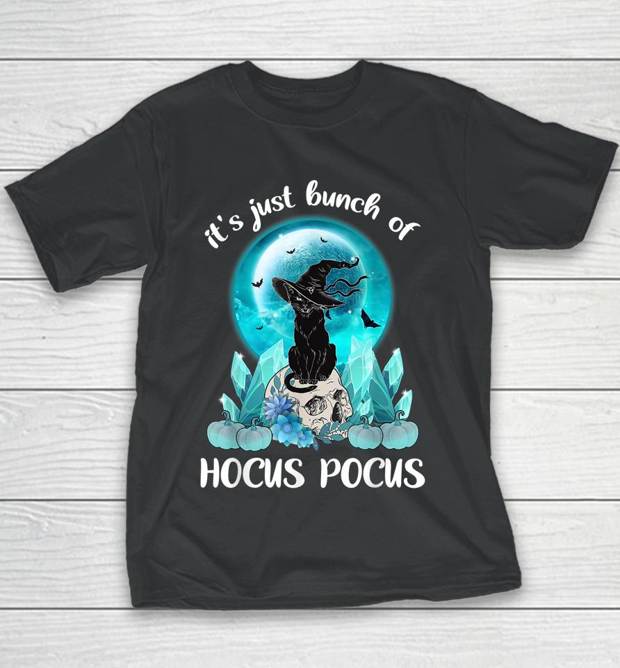 Vintage Halloween Black Cat It's Just A Bunch Of Hocus Pocus Youth T-Shirt