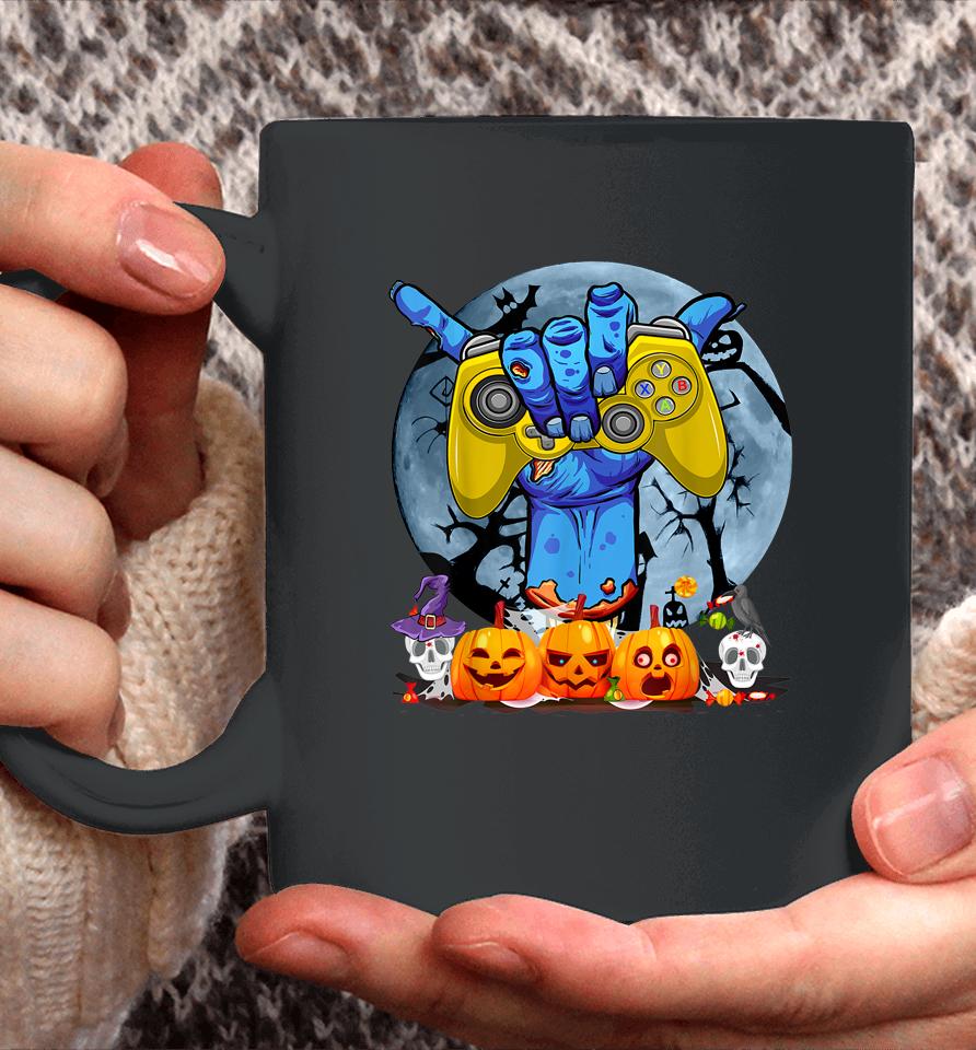 Vintage Halloween Skeleton Gamer Video Game Coffee Mug