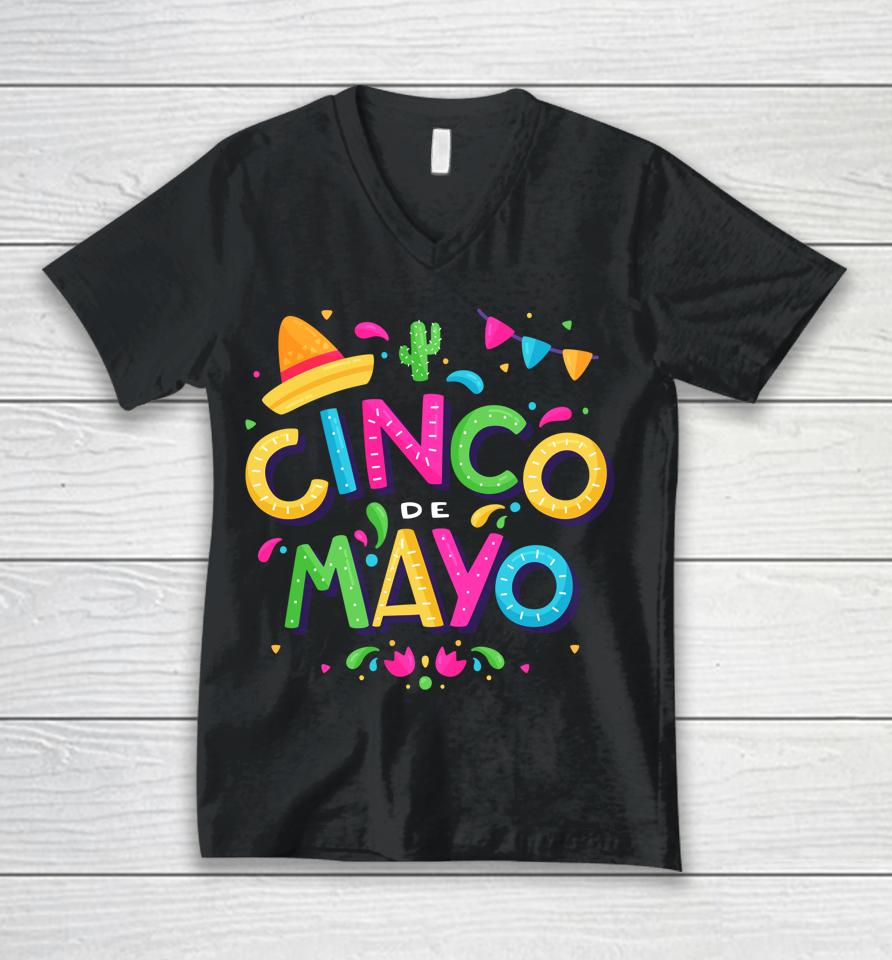 Vintage Happy Cinco De Mayo Mexico Unisex V-Neck T-Shirt