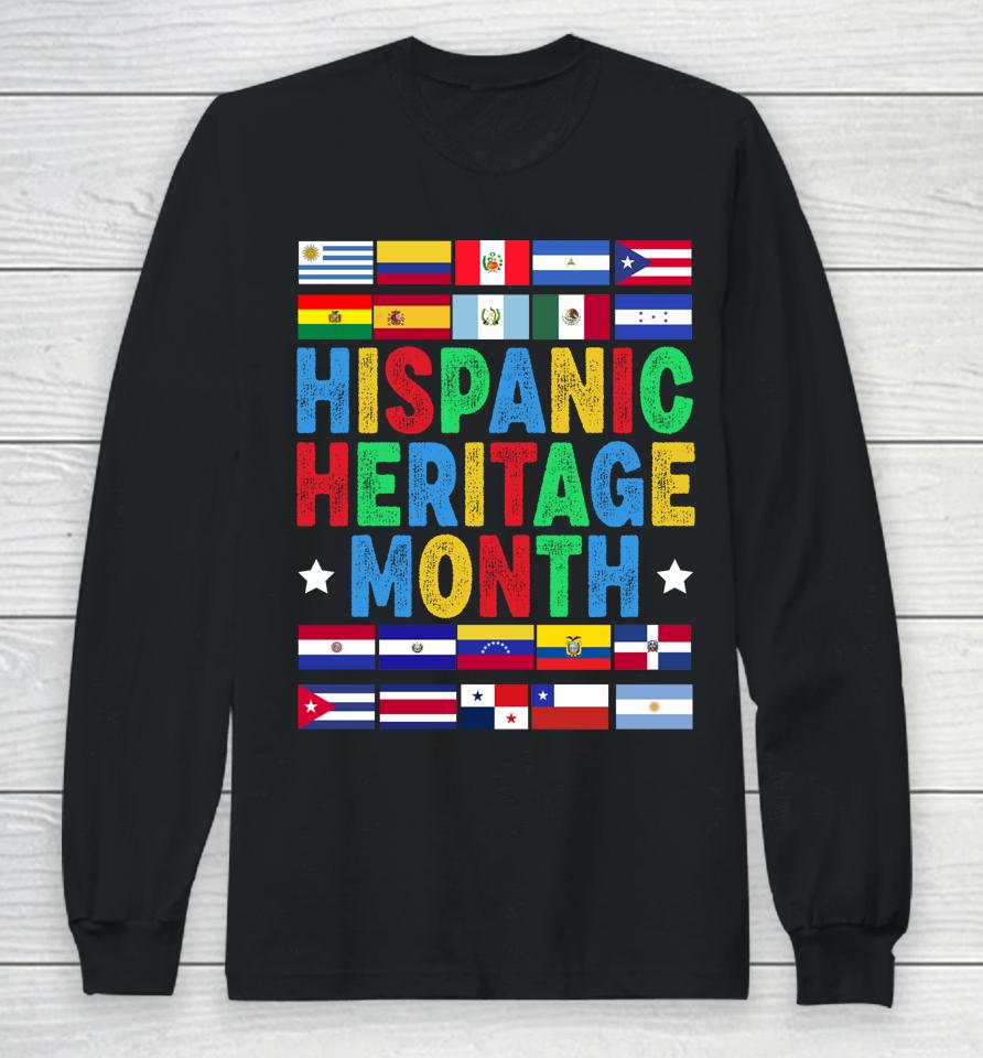 Vintage Hispanic Heritage Month Flags Gift Long Sleeve T-Shirt
