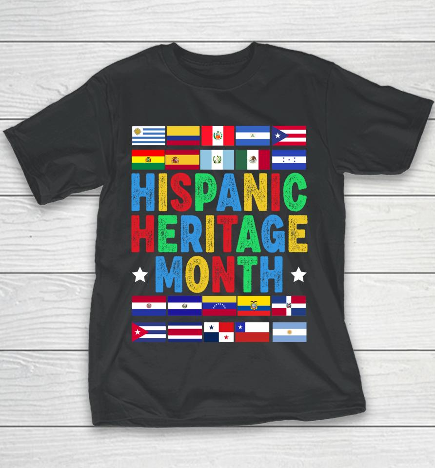 Vintage Hispanic Heritage Month Flags Gift Youth T-Shirt