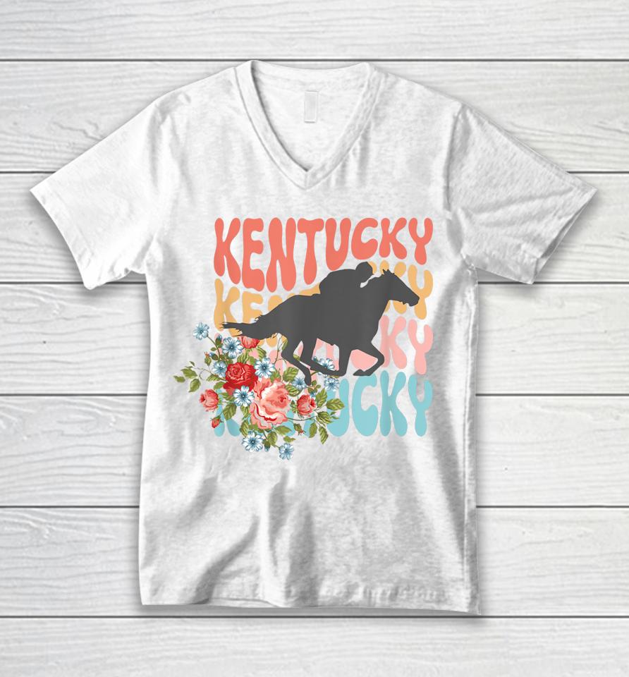 Vintage Kentucky Retro Horse Racing Derby Unisex V-Neck T-Shirt