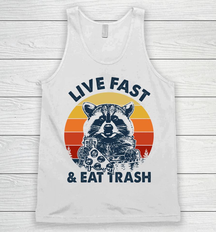 Vintage Live Fast Eat Trash Camping Hiking Unisex Tank Top