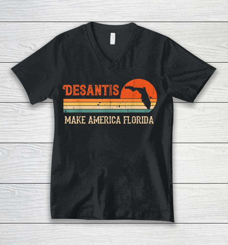 Vintage Make America Florida T Shirt Desantis 2024 Election Unisex V-Neck T-Shirt