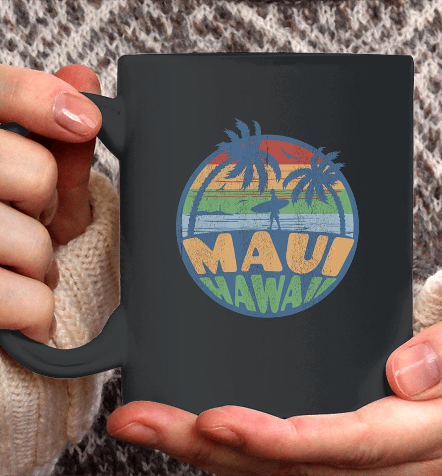 Vintage Maui Hawaii Beach Surfing 70S Surf Retro Distressed Coffee Mug