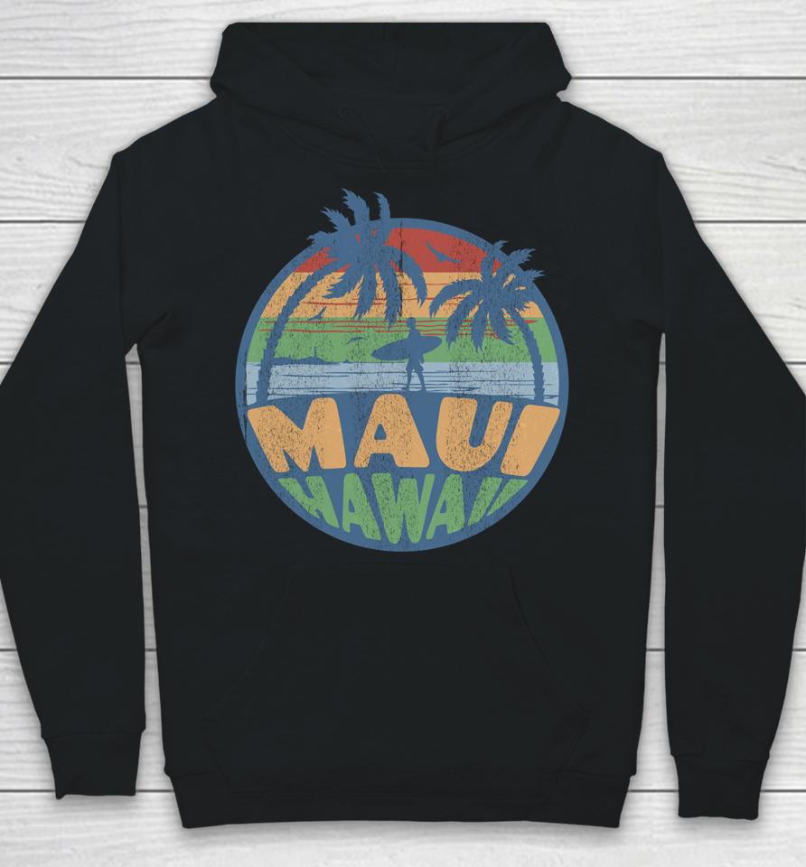 Vintage Maui Hawaii Beach Surfing 70S Surf Retro Distressed Hoodie