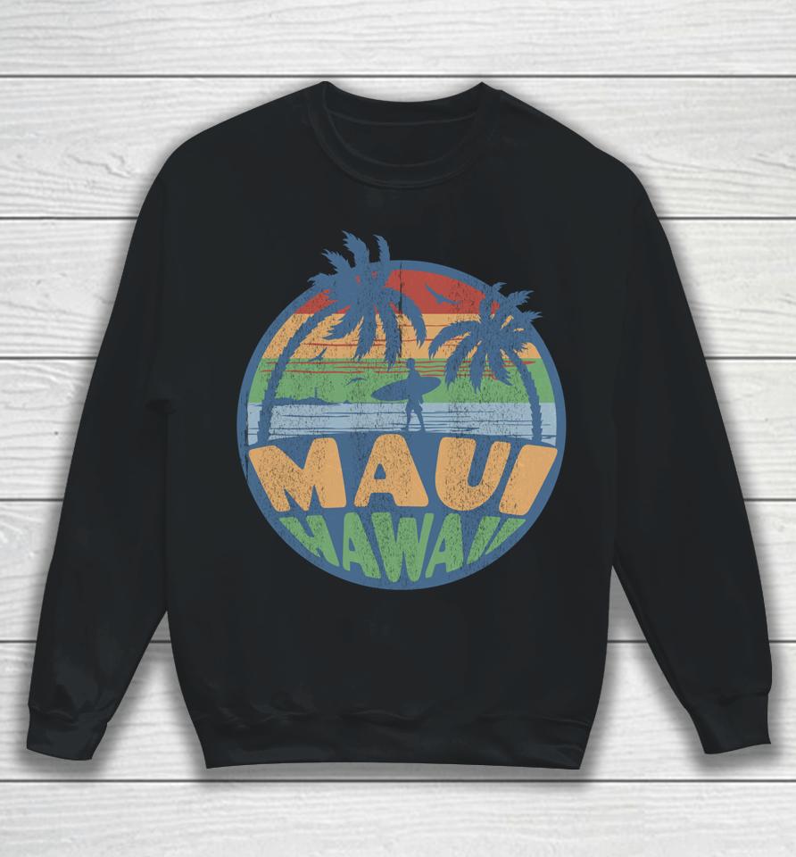 Vintage Maui Hawaii Beach Surfing 70S Surf Retro Distressed Sweatshirt