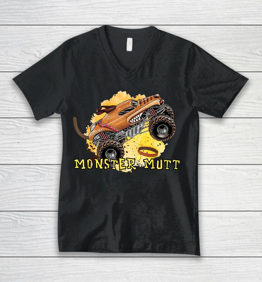 Vintage Monster Truck Sunset Mutt For Boys &Amp; Girls Birthday Unisex V-Neck T-Shirt