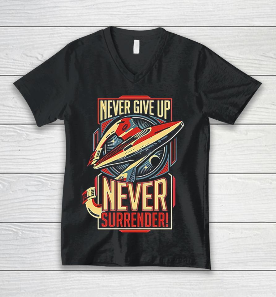 Vintage Never Surrender Quote Retro Unisex V-Neck T-Shirt
