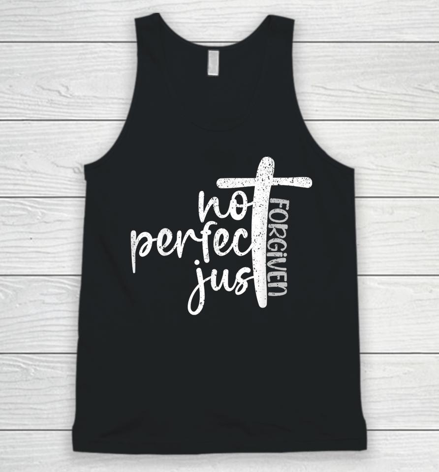 Vintage Not Perfect Just Forgiven Cross Christian Jesus Unisex Tank Top