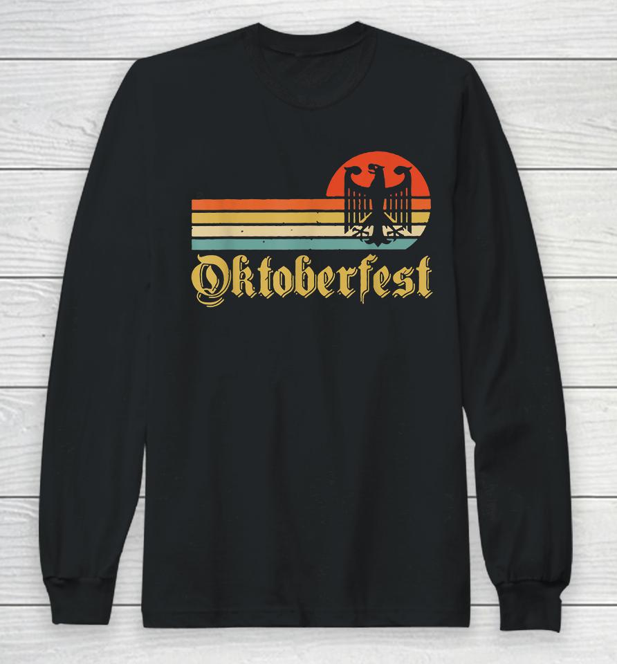 Vintage Oktoberfest German Flag Beer Drinking Long Sleeve T-Shirt