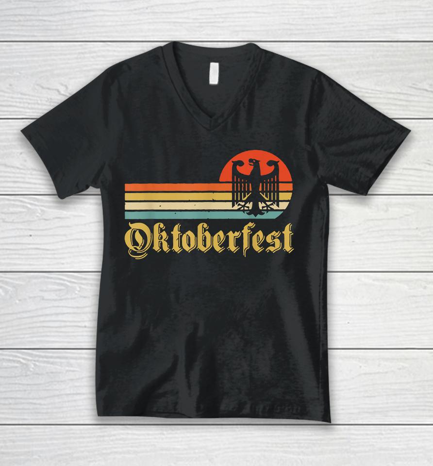 Vintage Oktoberfest German Flag Beer Drinking Unisex V-Neck T-Shirt