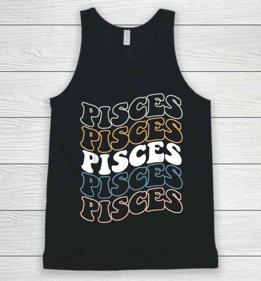 Vintage Pisces Zodiac Tee Birthday Gifts For Pisces Unisex Tank Top
